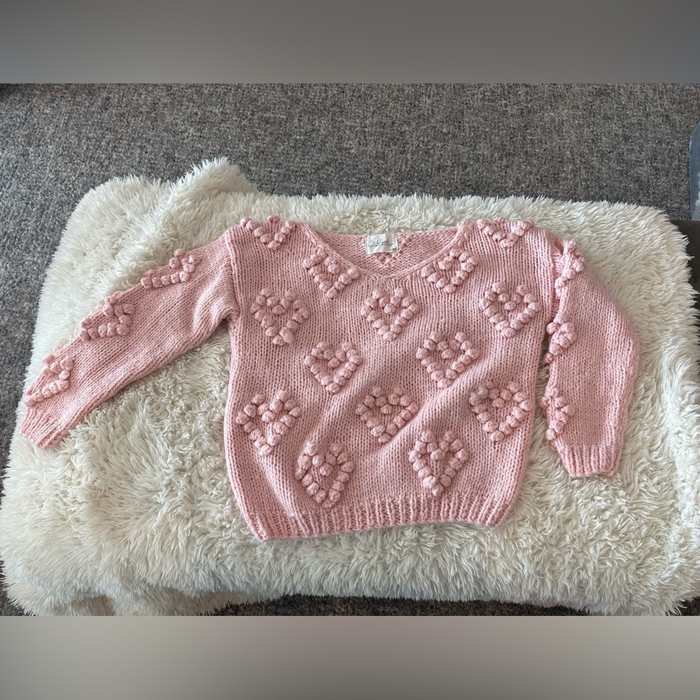 Chicwish handmade pink hearts sweater size M